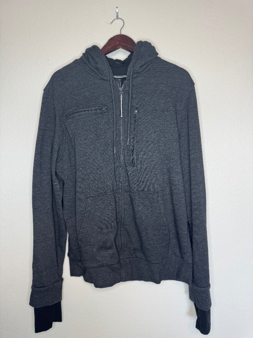 BAUBAX Men’s XL Charcoal Travel Hoodie Zip Sweatshirt Multi Pocket